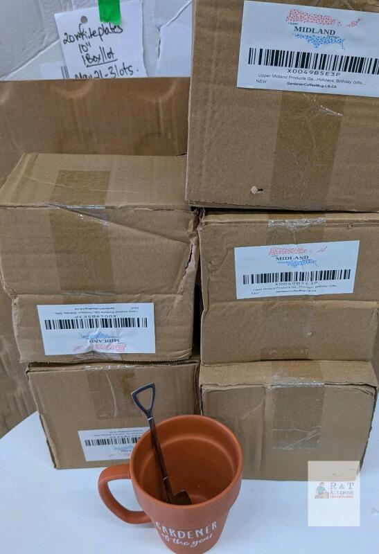6 New Gardener of Year Mugs, with Shovel Spoons.