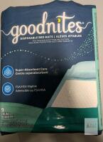 Goodnites Disposable Bed Mats, 9 Pack, 2.4x2.8 ft, Super-Absorbent, Adhesive Strips