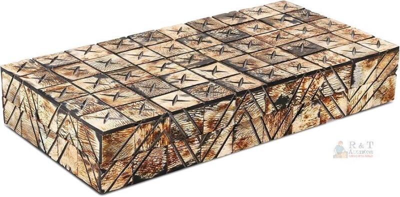New Handicrafts Home Large Decorative Storage Box 12" &times; 6" &times; 2" Keepsake Box with Lid, Jewelry & Remote Organizer, Modern Coffee Table Decor Box, Boho Home Accent for Shelf & Mantle Storage