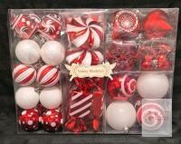 new Valery Madelyn 108-Piece Sweets Candyland Red & White Shatterproof Christmas Ornaments Set