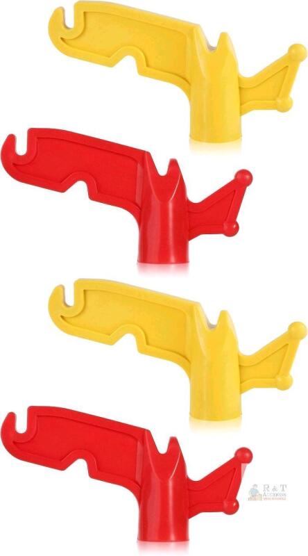 New 4pcs Plastic Utility Hook, Extension Pole Hanger Attachments Telescoping Pole Boat Pole Accessories Threaded Poles Screw-On Pole Adapter for Hanging Halloween Christmas Light (Red, Gold Yellow)