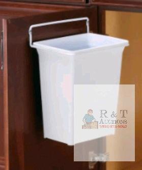 Knape & Vogt 9 Quart In-Cabinet Door Mount Trash Can, Model B0006NNKGC, White, 10"x7"x13"