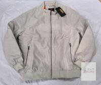 New with Tags Men's Bomber Jacket, Size M/XL Light Beige, Zipper Pockets,