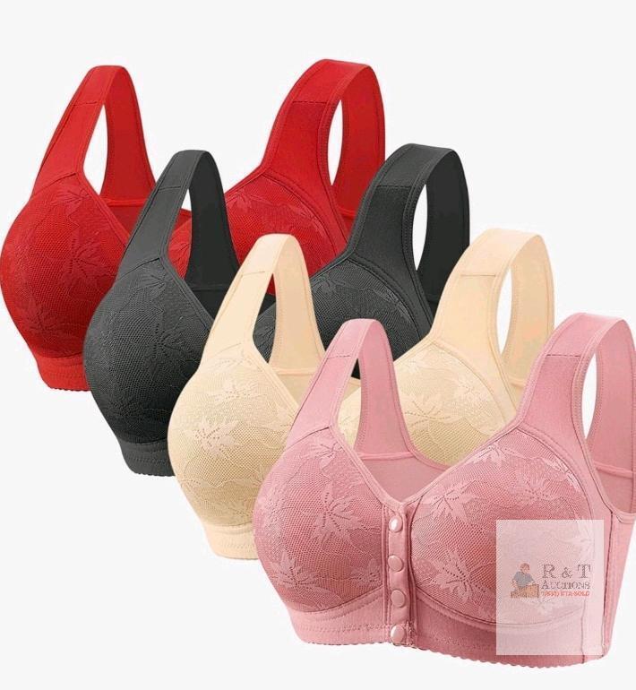 New sz 46/105 (46DD-G)<br/>4 Pack Bras for Womens Push Up No Underwire Full Coverage Lace Bra Convenient Front Closure Everyday Bras