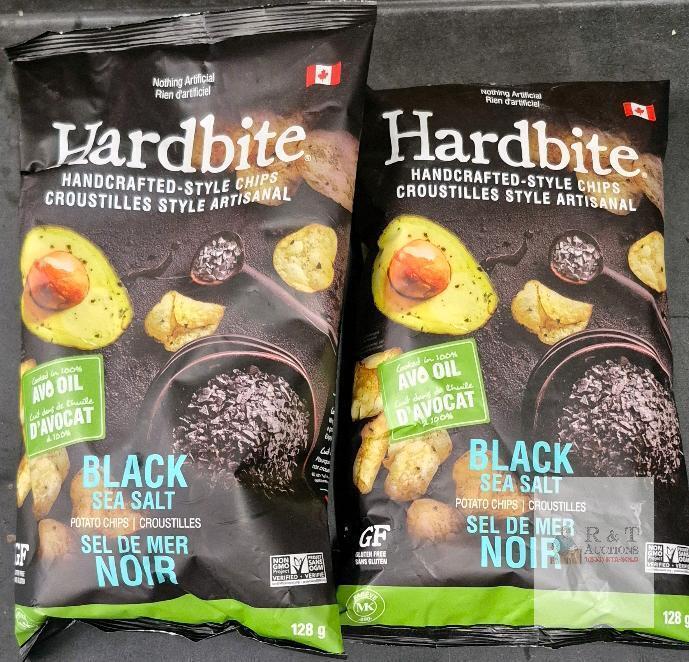 BB AUG 26 Hardbite Black Sea Salt Potato Chips 128g, 2 Bags, Gluten-Free, Cooked in Avocado Oil, Non-GMO