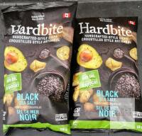 BB AUG 26 Hardbite Black Sea Salt Potato Chips 128g, 2 Bags, Gluten-Free, Cooked in Avocado Oil, Non-GMO