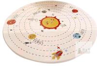 New Solar System Round Area Rug, Cartoon Kids Play Rugs, Soft Plush Educational Circle Area Rug, Non-Slip Children's Room Carpet for Bedroom Living Room Kids Playroom (40 inch, Beige Solar System)