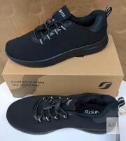 new STQ Women's Sneakers ST23931NEW All Black Size 9.5 Knit Mesh, Memory Foam, Bungee Lace