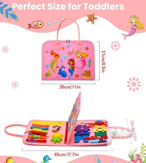 New Preschool Learning Board for Toddlers 2-4, Montessori Busy Books for 1-4 Years, Sensory Busy Board for Travel Gift (Mermaid)