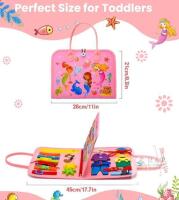 New Preschool Learning Board for Toddlers 2-4, Montessori Busy Books for 1-4 Years, Sensory Busy Board for Travel Gift (Mermaid)