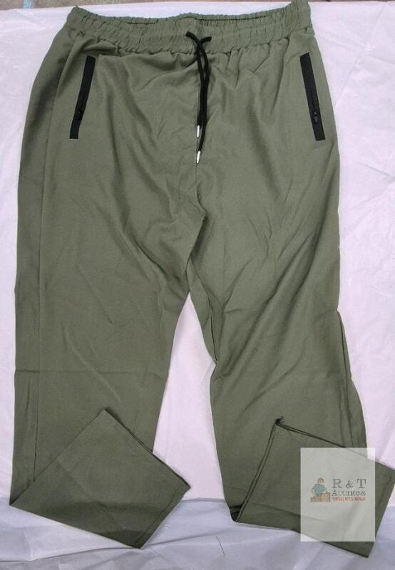 NEW Large Olive Jogger Pants with Drawstring Waist & Zippered Pockets,