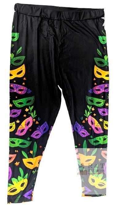New Size 3XL Women's Bright & Colorful Masquerade Mardi Gras Leggings