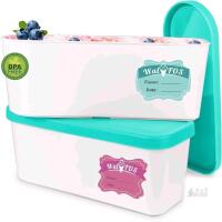 New 2-Pack Walfos Ice Cream Containers for Homemade Ice Cream - 1.6 Quart, Bonus Sealing Bands Keeping Lids Airtight, Reusable Ice Cream Tubs, Stackable Freezer Storage for Yogurt, Sorbet, Teal