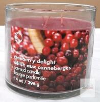 CasaDecor Cranberry Delight 14 oz Scented Candle, 3 Wicks, Glass Jar,