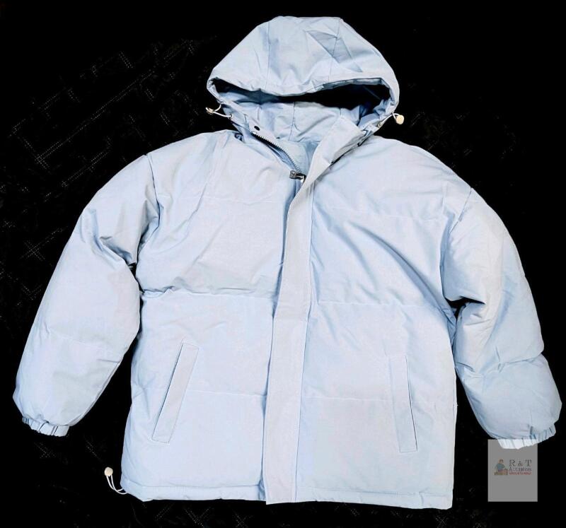 New Size LG Women's Full-Zip Powder Blue Puffer Jacket