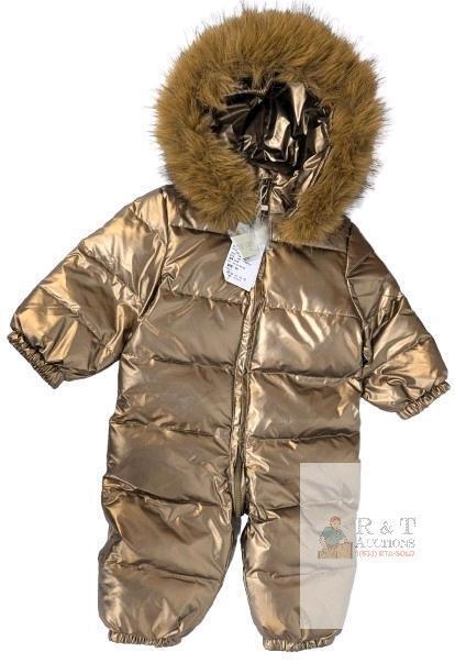New Size 90 (12-18 months) Unisex Down-Filled Snowsuit, Full Zip Front to Back, Faux Fur Lined Rim