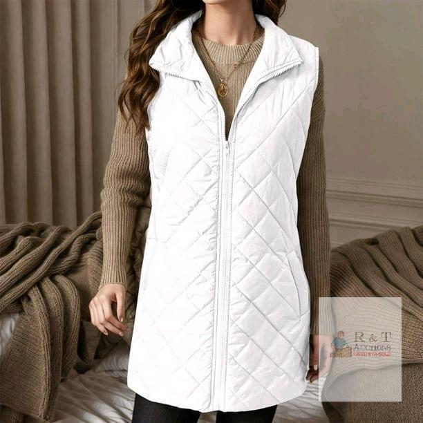 New Size MED/LG Women's Mid Length Puffer Vest Lightweight Quilted Gilet Fall Warm Zip Up Sleeveless Down Jacket Fashion Waistcoat