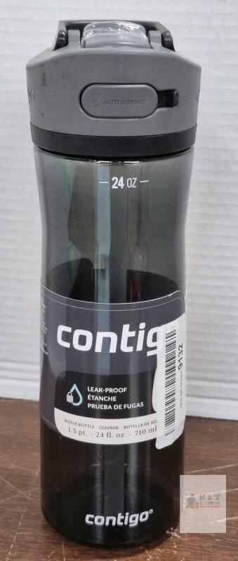 NEW Contigo Ashland AUTOSPOUT 24oz Water Bottle, BPA-Free Tritan, Leak-Proof, Smoke/Gray Lid