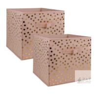 2 New Design Imports CAMZ38927 11 x 11 x 11 in. Nonwoven Dots Millennial Square Polyester Storage Cube, Pink & Gold