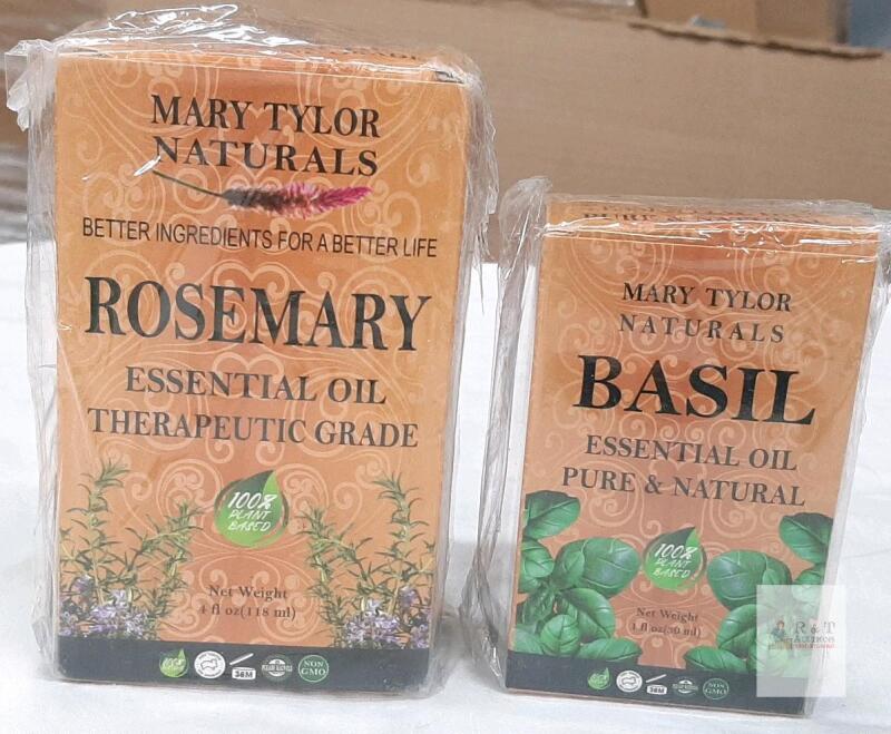 Mary Tylor Naturals Rosemary 4 fl oz & Basil 1 fl oz Essential Oils, Therapeutic & Pure Grade, Sealed