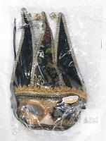 NEW Venetian Jester Masquerade Mask &ndash; Black/Gold, Bells, 15x11 in,