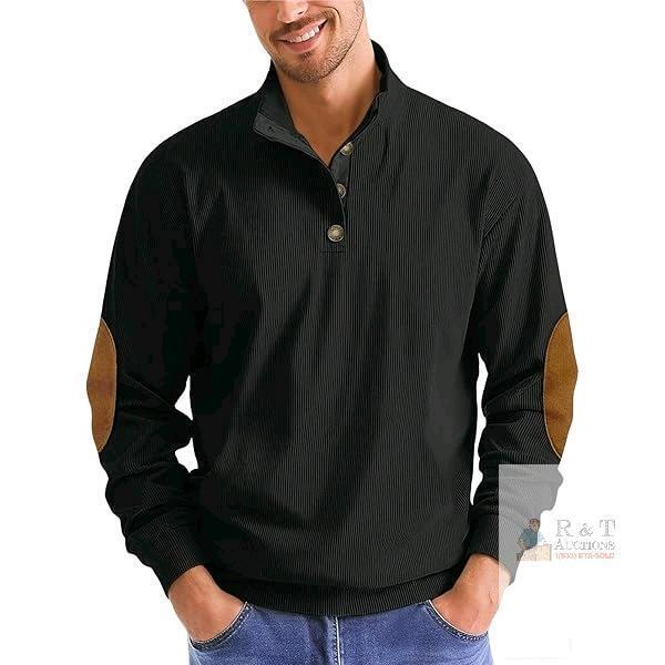 New Size XL Men's Lightweight Corduroy Long-Sleeve Top With Elbow Patches