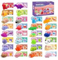 New 28 PCS Valentine's Day Cards with Cute Mochi Squishy Toys