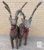 Set of 2 43" Outdoor Decorative Reindeer Planters with Red/Black Ribbons and Rudolph Red Nose - 3