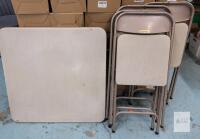 Vintage Samsonite Folding Card Table & 4 Matching Folding Chairs