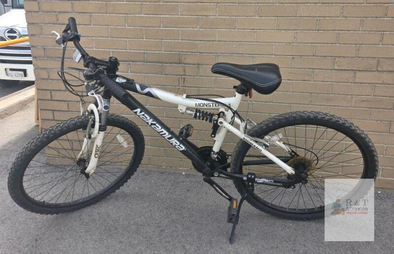 Nakamura Monster Mountain Bike Full Suspension, 21-Speed 20" bike size and 26" diameter wheel size