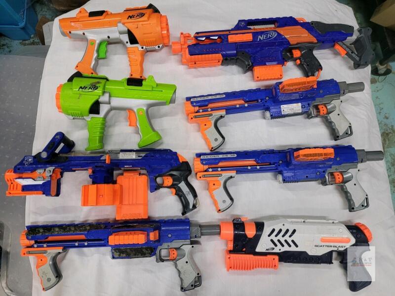 8 NERF Blasters . No Foam Darts Included
