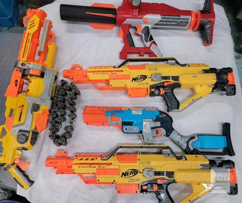 5 Large NERF Blasters . No Foam Darts Included
