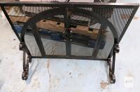 Freestanding Wrought Iron Double-Door Fireplace Screen with Mesh Panels