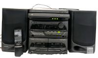 [Stuck CD Tray] Kenwood RXD-C3 Stereo Tuner Double Cassette 3-CD Changer With Remote Control, Antenna, 2 Speakers, Tested For Power