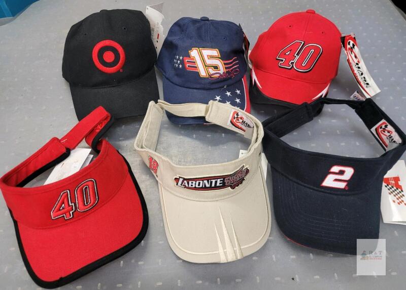 6 New w/Tags NASCAR Caps & Visors