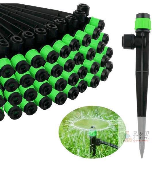 New 100PCS Drip Irrigation Emitters, Kalolary Adjustable 360 Degree Water Flow Drippers Emitters for 1/4" Drip Irrigation System Tubing, Garden Irrigation Drippers for House Flower beds