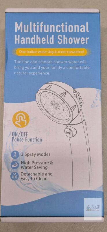 Multifunctional 3-Mode Handheld Shower Head with Pause Button, Detachable, Model 374C, Chrome