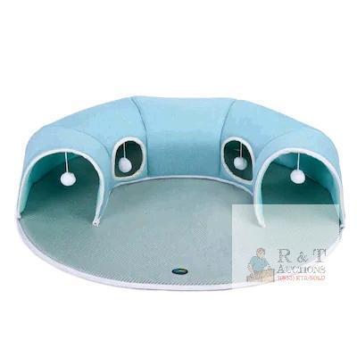 New Ownpets - 2 in 1 Detachable Arch Cat Tunnel & Cooling Pad - Blue