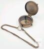 New Antique-Finish Brass Pocket Compass with Cover and Chain . See photos for size