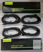 4 New Baiwwa USB-C to USB-C 3ft Long Fast Charging Cables, Nylon Braided [2 Packs of 2]