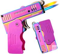New Torch Lighter, Switchable Jet Flame Lighter Butane Refillable with Lockable Function, Foldable Cool Design Lighters, Windproof Adjustable Jet Flame and Soft Flame(Without Butane Gas)-Rainbow Ice