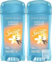 2 New SECRET Vanilla-Scented Clear Gel Antiperspirant and Deodorant, 73 grams (exp 09/2027)