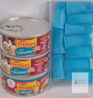 Friskies Tasty Treasures Cat Food 3x5.5oz Chicken Tuna Scallop & Cseeca 10pc Pet Toothbrushes Blue