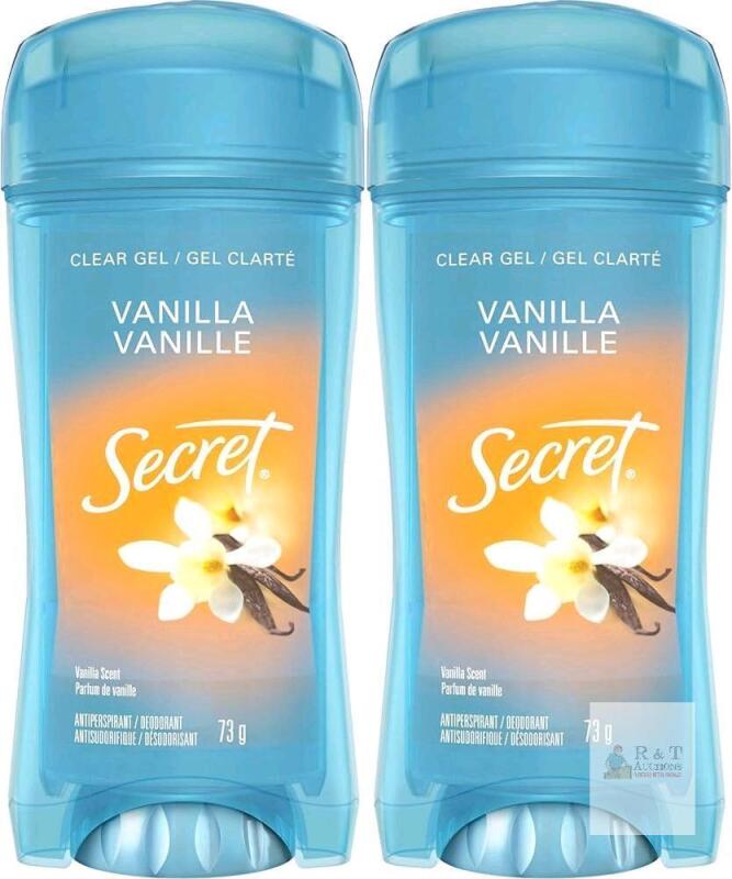 2 New SECRET Vanilla-Scented Clear Gel Antiperspirant and Deodorant, 73 grams (exp 09/2027)