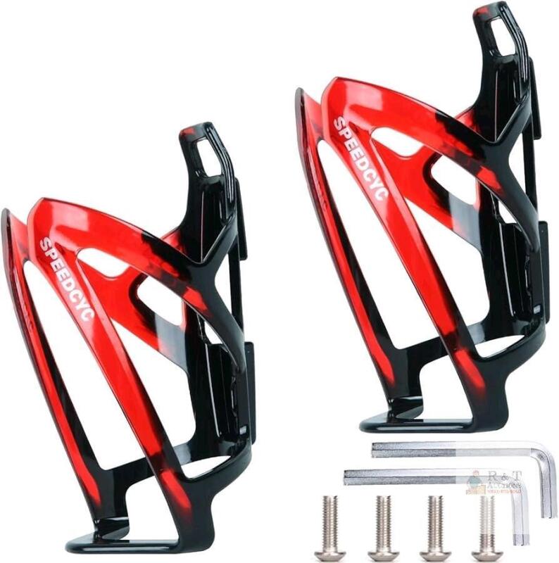 New 2-Pack Red SpeedCYC Bike Water Bottle Holder Ultra-Light Bicycle Bottle Cage with Screws Tool, Universal Cycling Cup Holder for MTB, Mountain Bikes