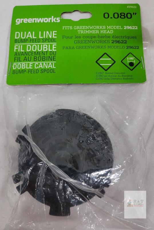 Greenworks Dual Line Bump-Feed Trimmer Head Model 29622, 0.080" Line, GWB0630185, New in Package