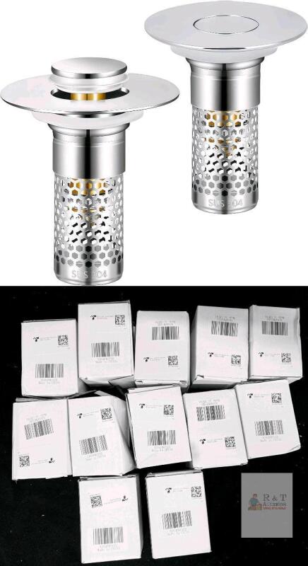 12 New 2-Packs Bathroom Sink Drain Strainer, Stainless Steel Pop-Up Stopper with Hair Catcher, Easy Installation