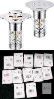 12 New 2-Packs Bathroom Sink Drain Strainer, Stainless Steel Pop-Up Stopper with Hair Catcher, Easy Installation