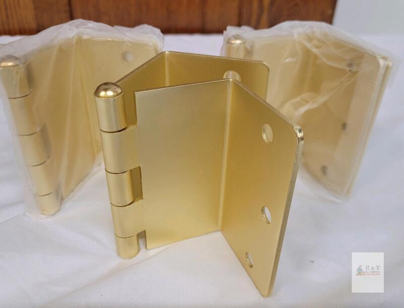3-Pack Goldenwarm Satin Gold Swing Clear Expandable Door Hinges, 3.5" Inch with 1/4" Inch Radius