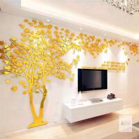 New 98" &times; 51" Family Tree Wall Decor Decals - DIY 3D Tree of Life Wall Art Large Decal Stickers Silver Decor Living Room Mural for Bedroom Hallway Home TV Background (Gold Left, M-98X51in)